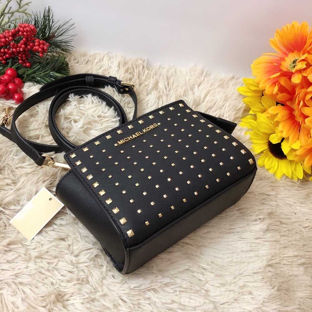 Michael Kors Selma Mini Leather Studded Crossbody - Picture 3 of 7